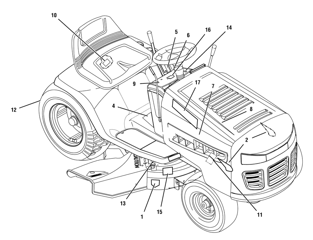 Decals Diagram and Parts List for 7800282-425307X51A 2008 Briggs and Stratton Lawn Tractor